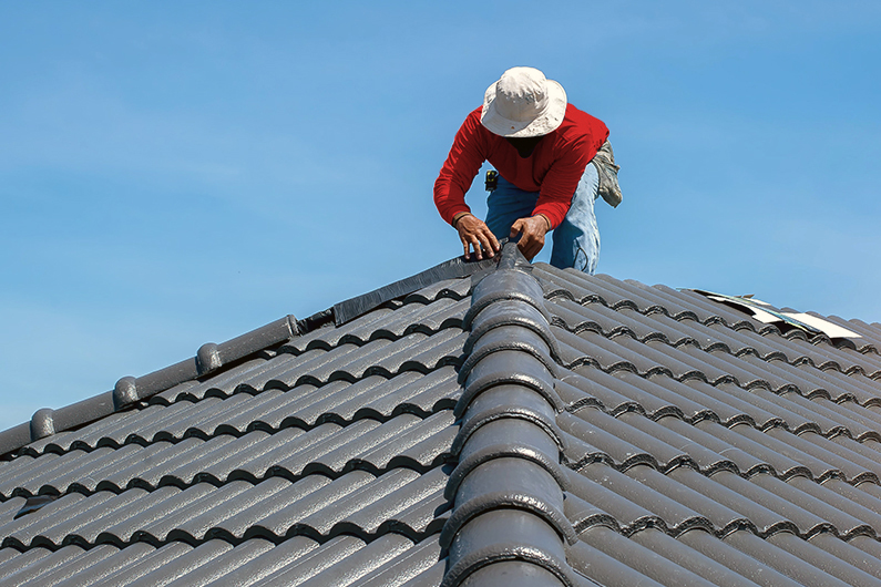 Roof repair in progress