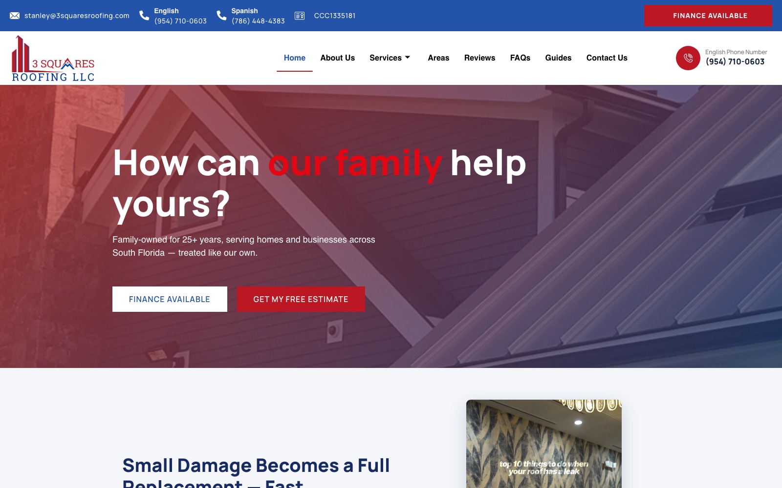 3 Squares Roofing website