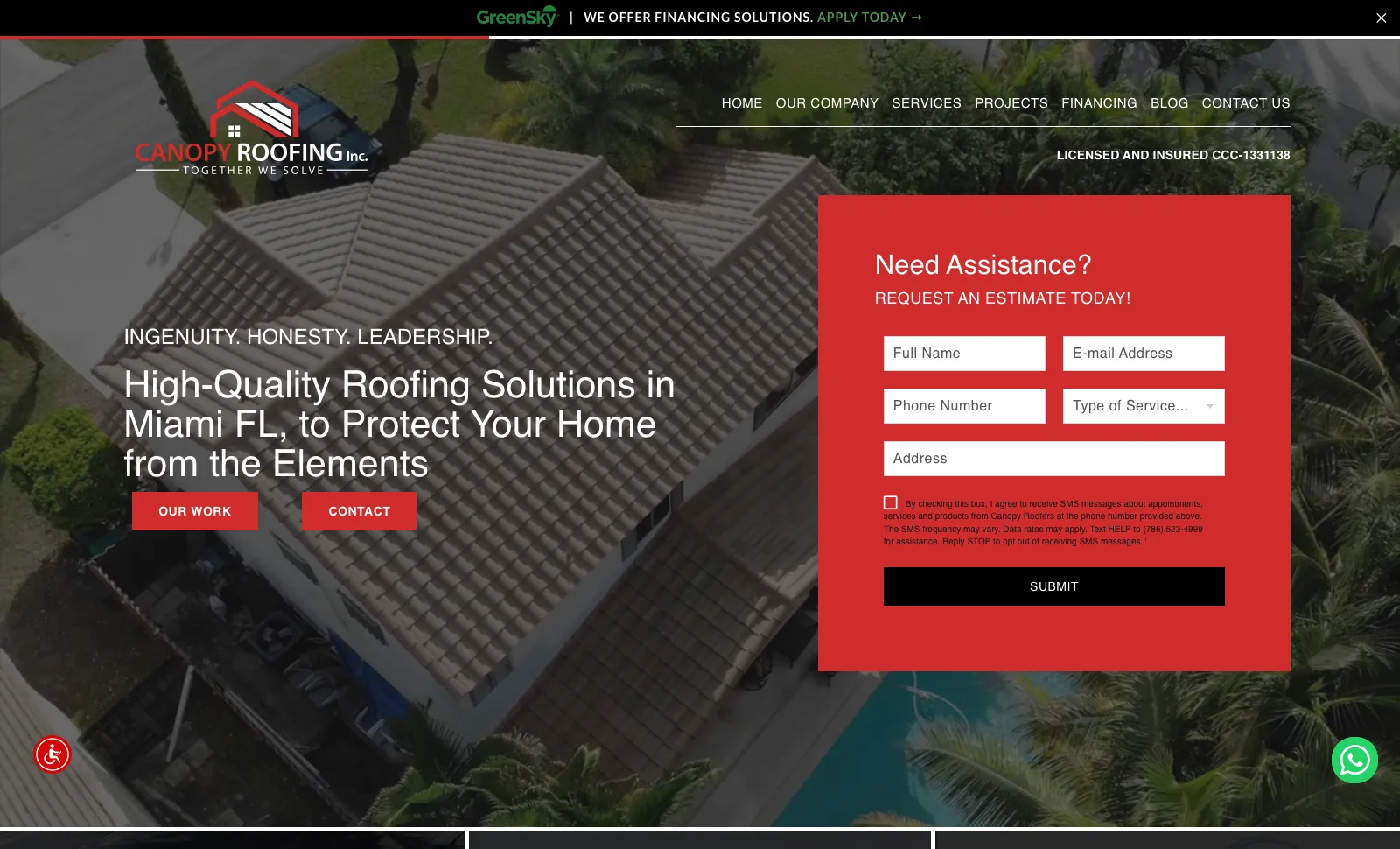 Canopy Roofing website preview