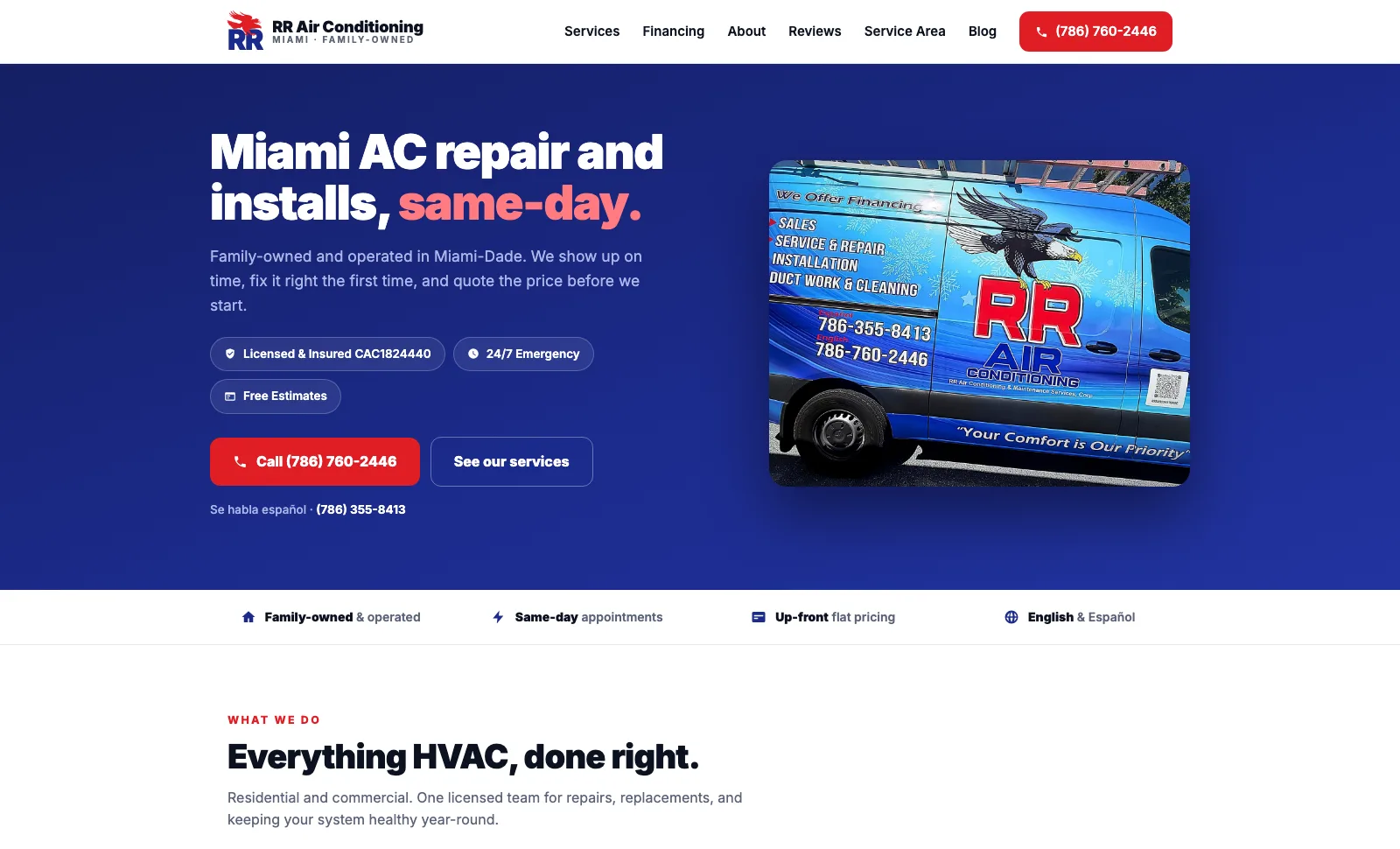 RR Air Conditioning website preview