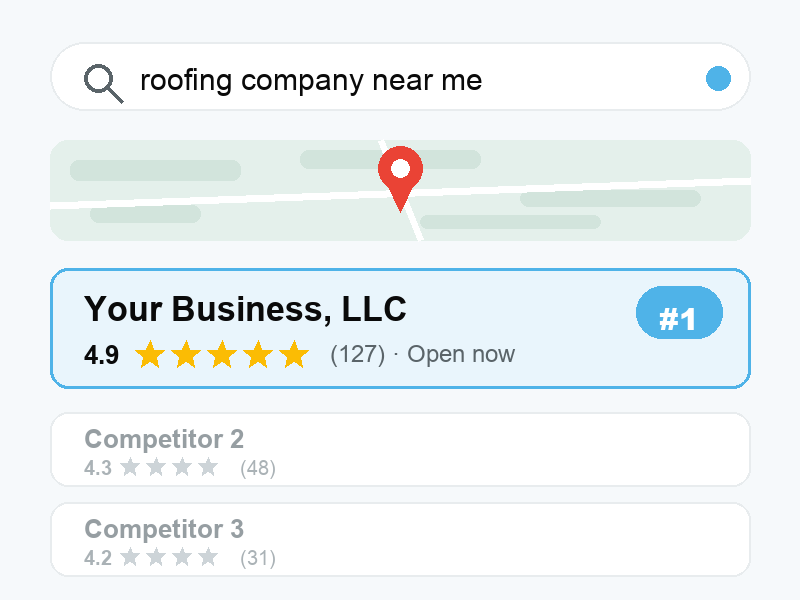 Ranked number 1 in the Google map pack — local SEO results from Hialeah website design