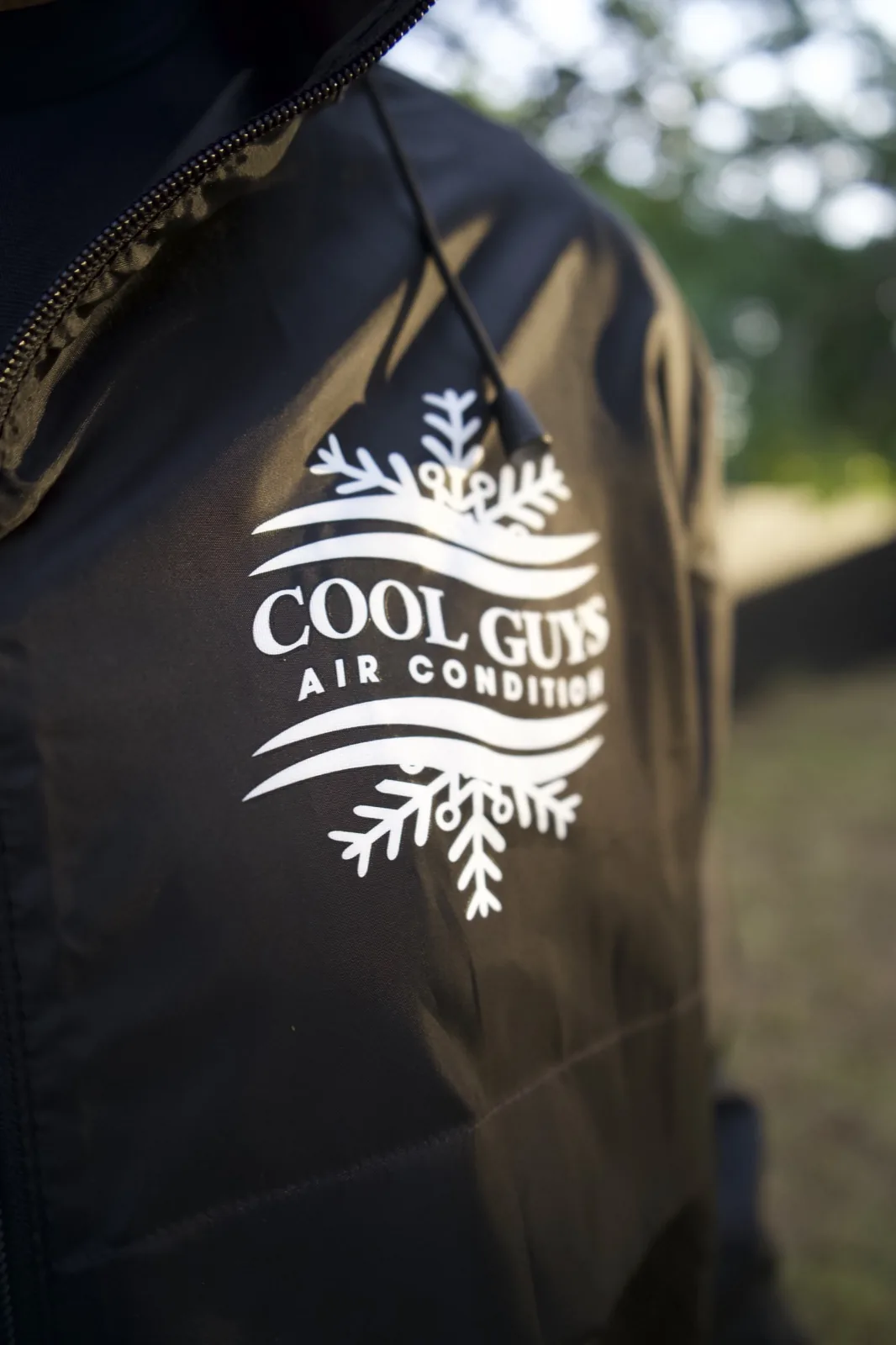 Close-up of a client crew's branded gear, shot in-house by Optic Vault Marketing in Miami